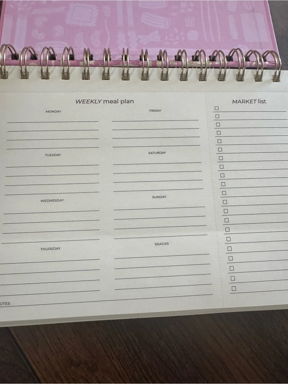 U Style Endless Pastabilities Spiral Meal Planner - Pink & Burgundy